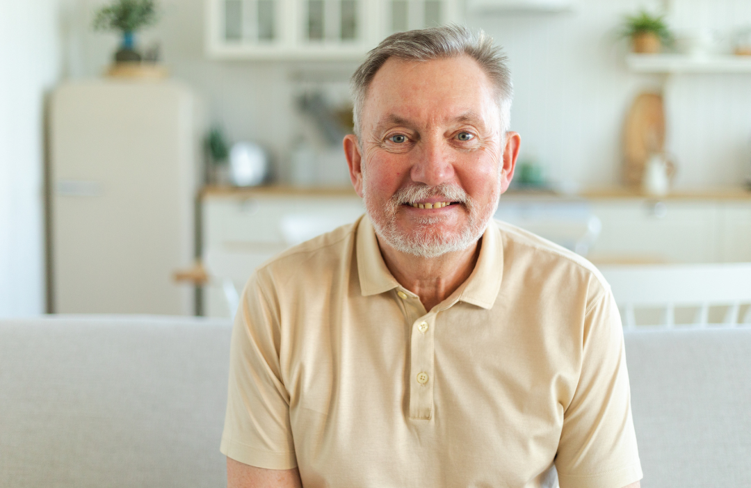 Elder man looking happy