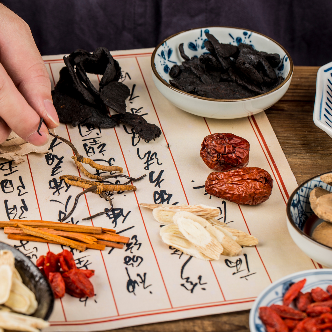 Herbal ingredients on a table