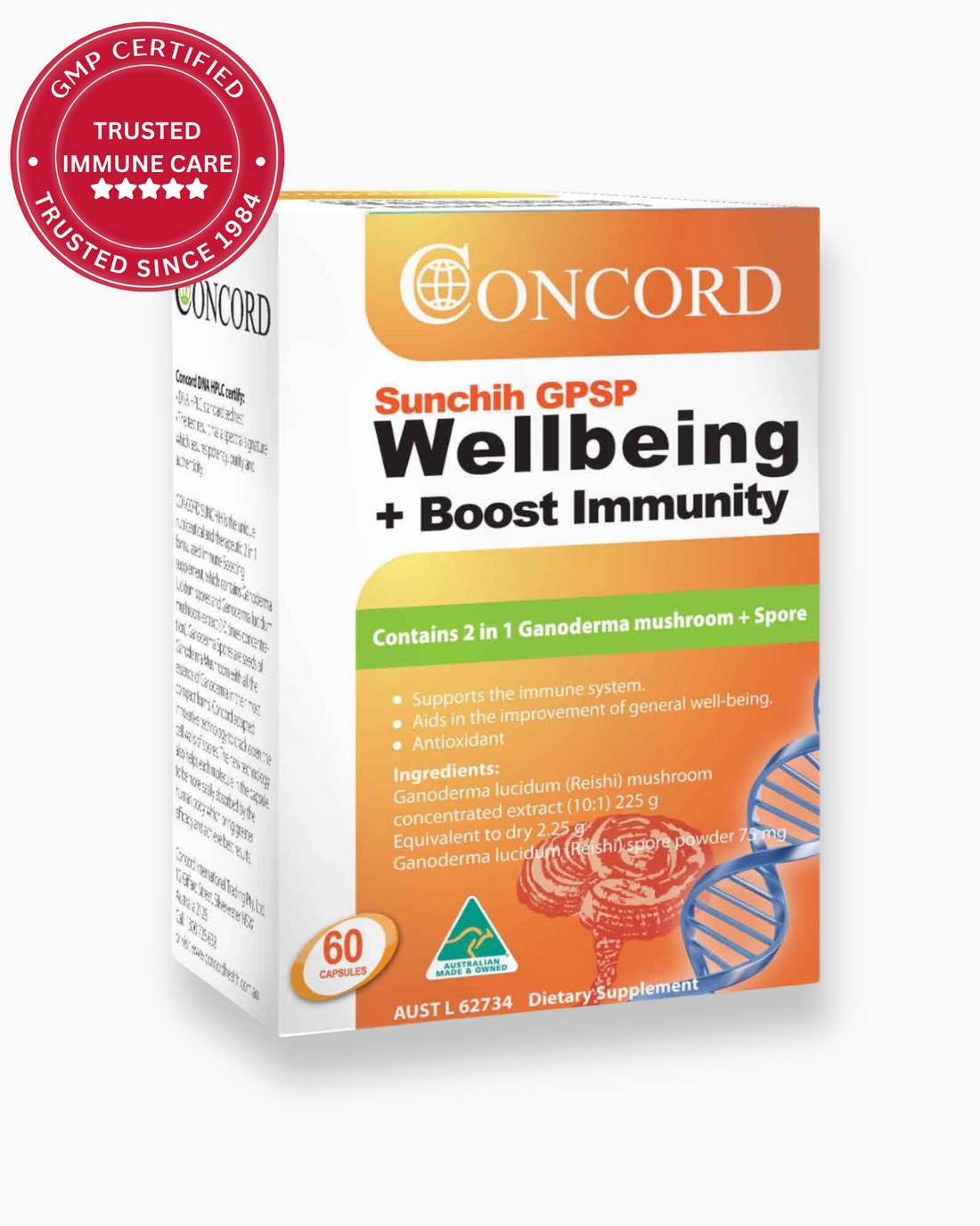 Concord Sunchih GPSP Wellbeing + Boost Immunity supplement packaging on a white background